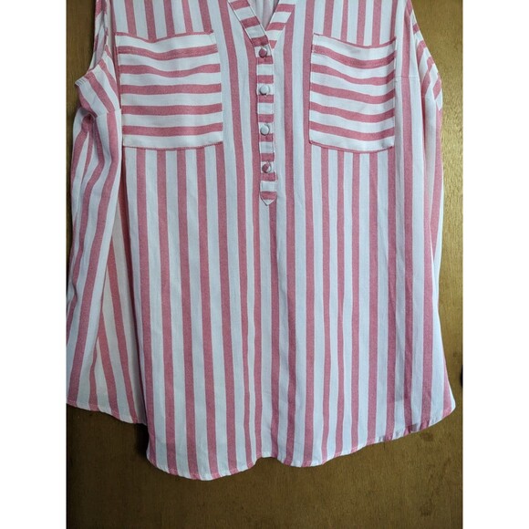Torrid Women's Harper Washable Gauze Sleeveless Pullover Blouse Pink White Sz 1 - Picture 4 of 8